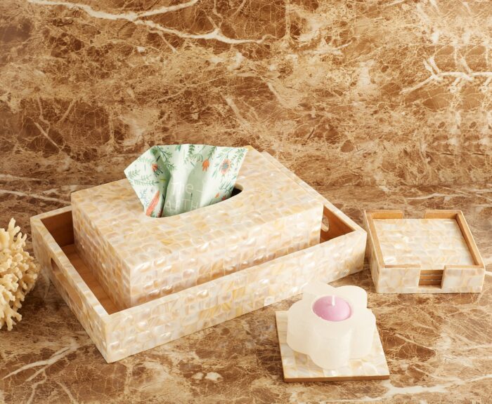 Natural mother of pearl tissue box - Image 4