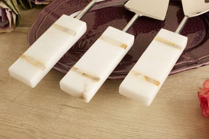 Marble and stainless steel servers. - Image 2