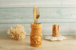 Engraved wooden cutlery holder