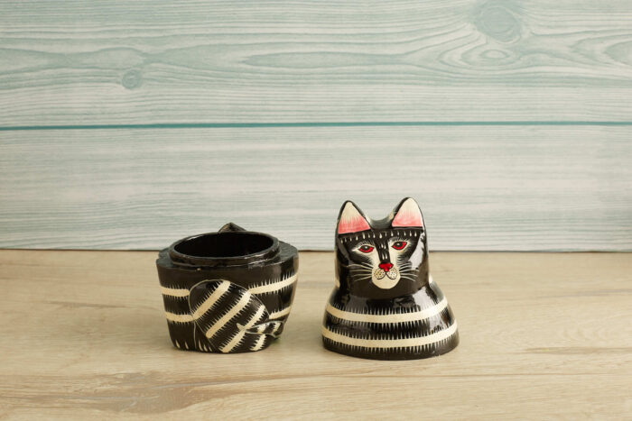 Papier Mache cat trinket keeper - Image 3