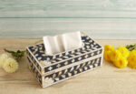 Black and white mother of pearl tissue box