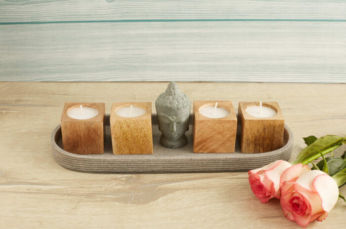 Wooden cube candle holders - Image 2