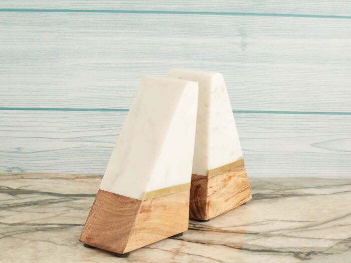 Marble wood bookends - Image 2
