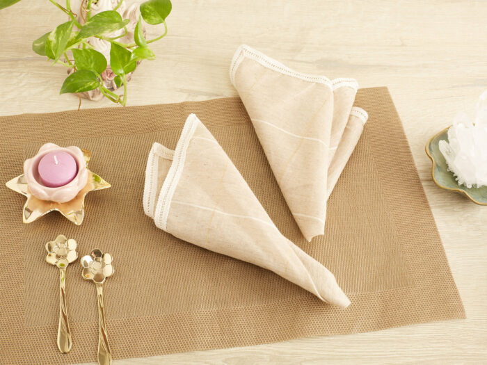 Beige linen cocktail napkins - Image 2