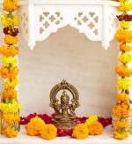 Brass goddess Lakshmi on lotus