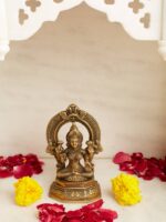 Brass goddess Lakshmi on lotus - Image 2