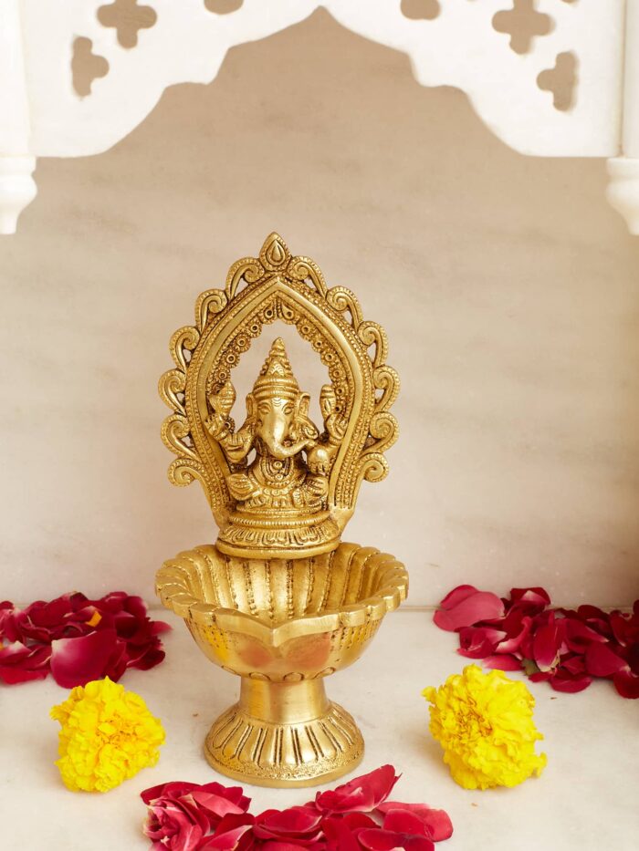 Antique Ganesha diya - Image 2