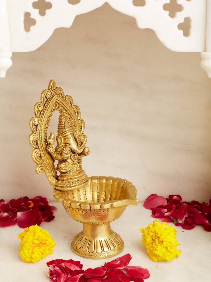 Antique Ganesha diya - Image 3