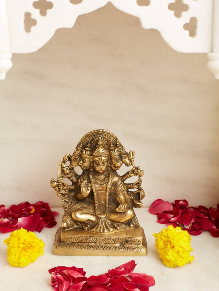 Brass Panchmukhi  Hanuman idol - Image 2