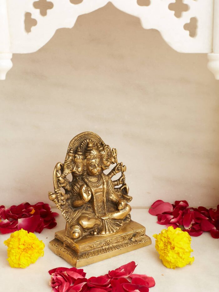 Brass Panchmukhi  Hanuman idol - Image 3