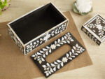 Black and white mother of pearl tissue box - Image 4