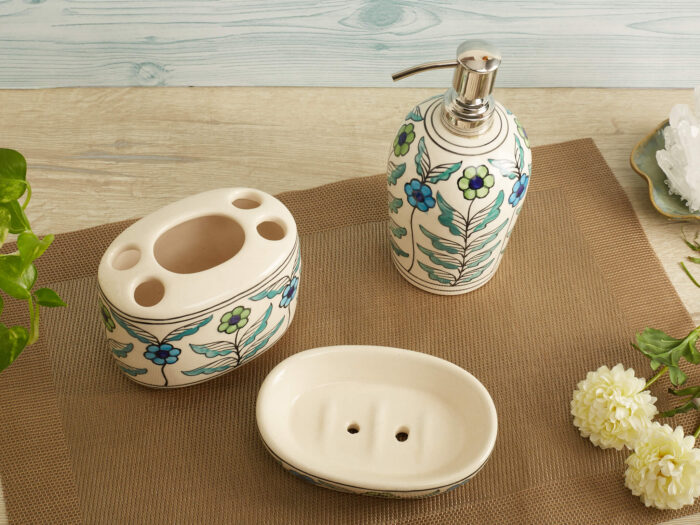 Floral ceramic bath set - Image 2