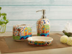 Painted ceramic bath set