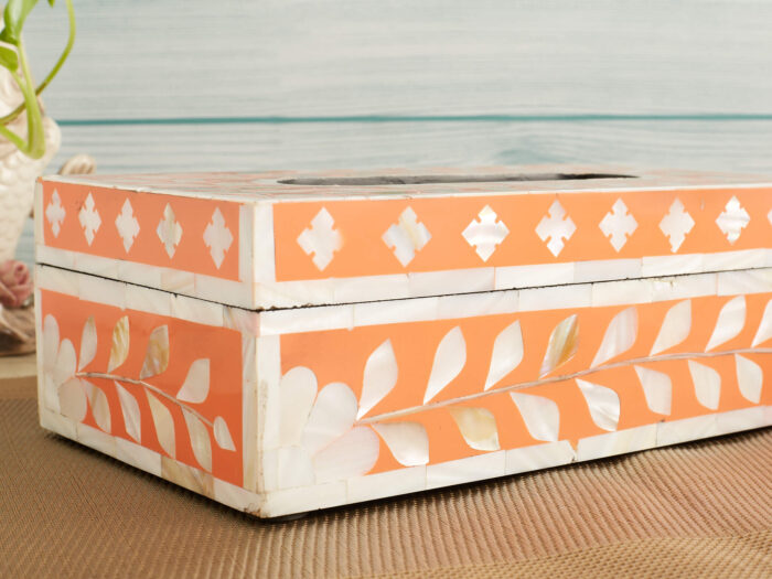 Orange mother of pearl tissue box - Image 3