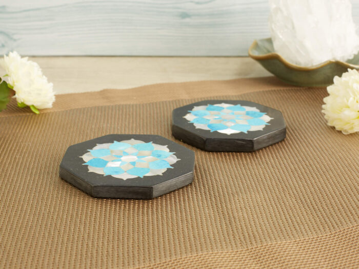 Ancient turquoise inlay coasters - Image 2