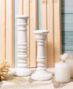 Cream wooden candle holders - Image 4