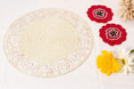 Round ivory beaded placemats