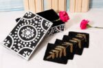 Black fern beaded coasters - Image 4