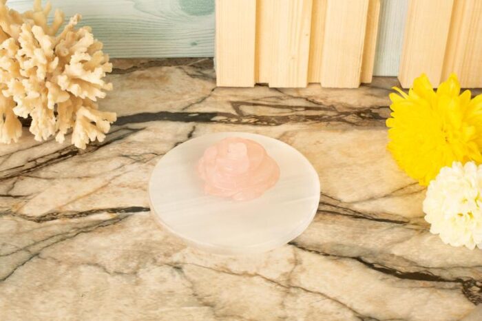 Selenite rose prayer plate - Image 3