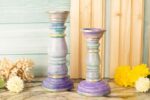 Violet wooden candle holders - Image 2