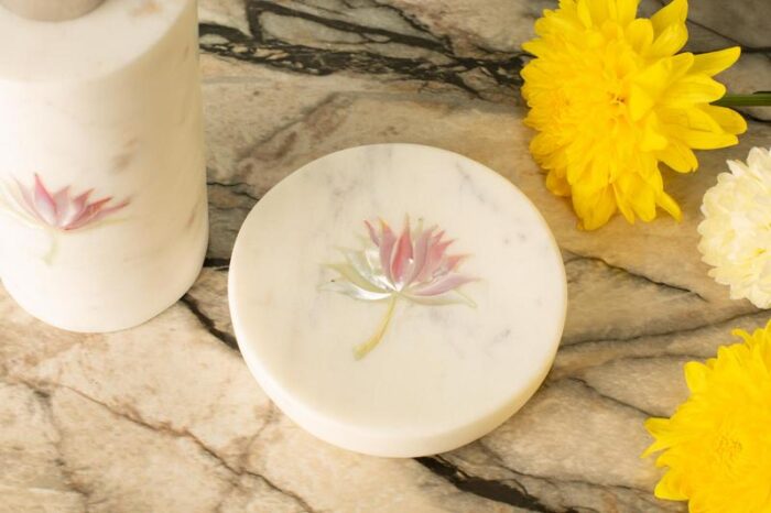 Lotus inlay marble bath set - Image 4