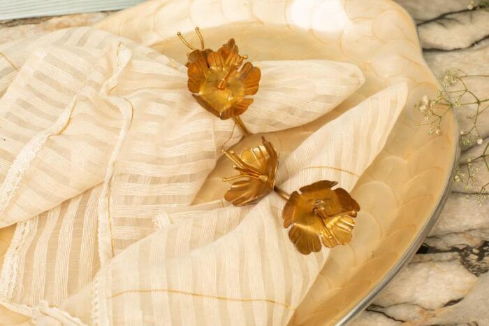 Brass wildflower napkin rings - Image 4
