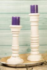 Cream wooden candle holders