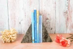 Grey marble  inlay bookends