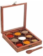 Acacia wood  square masala box - Image 4