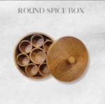 Acacia wood  round masala box