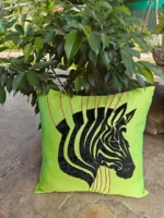 Lime green Zebra cushion covers - Image 2