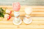 Ivory aqua decoupage candle holders - Image 4