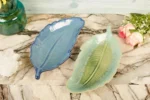 Aqua green leaf platters