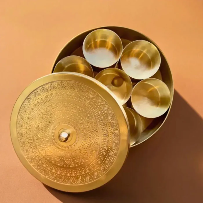Brass Masala Box - Spice and Masala Storage Organizer | Handmade in India - Image 3