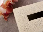 Beaded ivory tissue box - Image 4